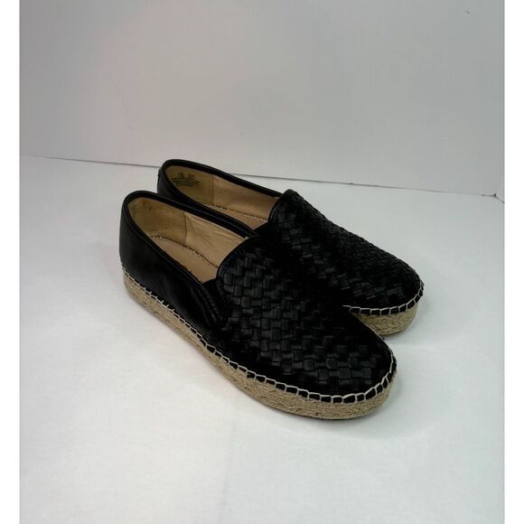 Sam Edelman Catherine Black Leather Platform Espadrille Slip On Shoes Gold - Picture 7 of 10